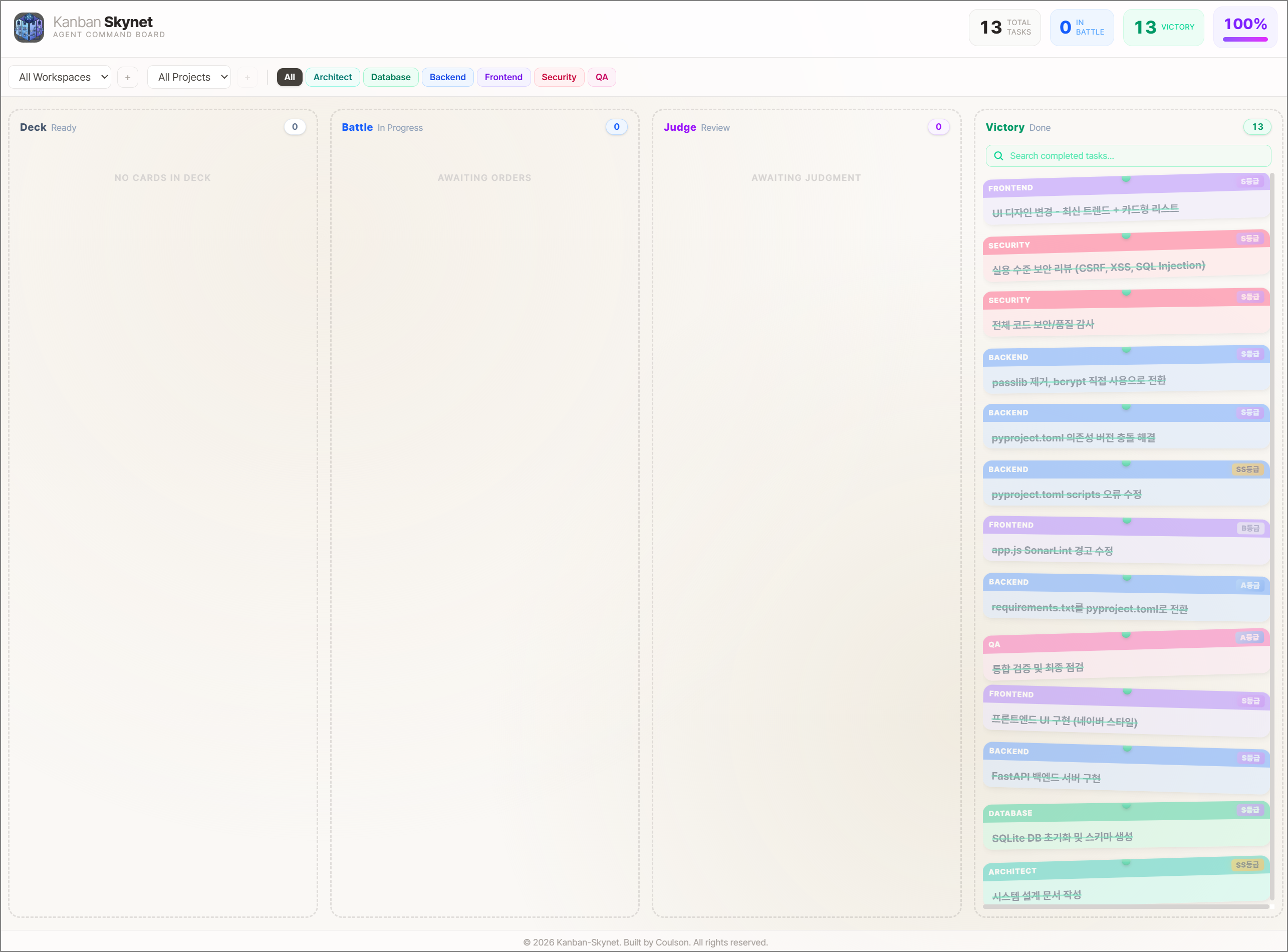 Kanban Skynet 칸반 보드